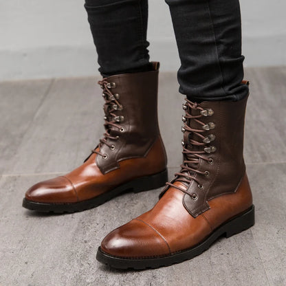 Leather Chelsea Pointed Toe Boots