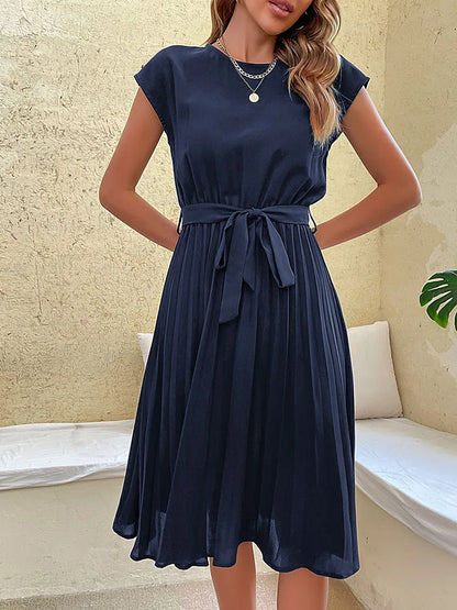 Pleated Flying-Sleeve Dress
