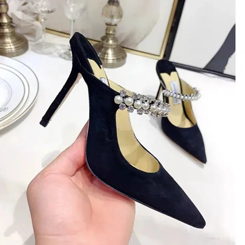Silk Beaded Mule Sandals