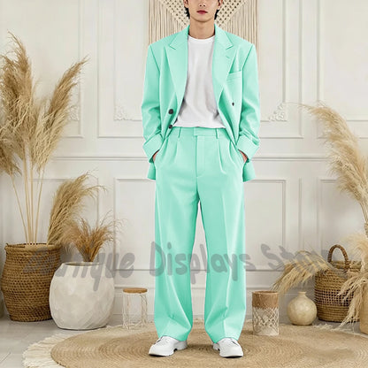 Peak-Lapel Loose Casual Suit Set