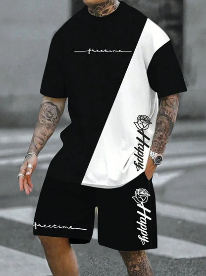 Casual T-Shirt Drawstring Shorts Set