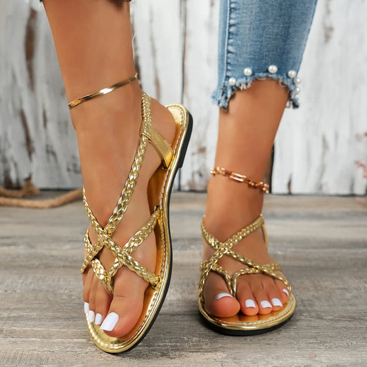 Cross-Tied Flat Sandals