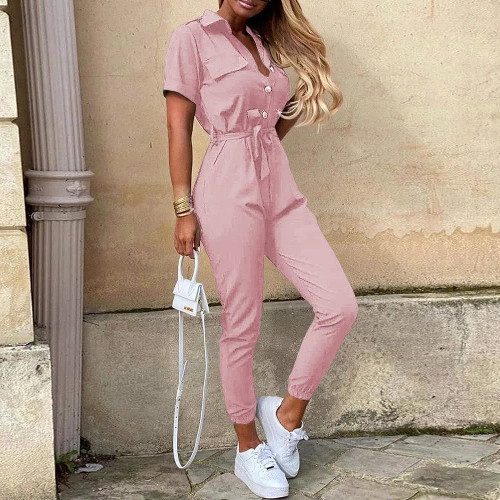 Monochromatic Belt Jumpsuit