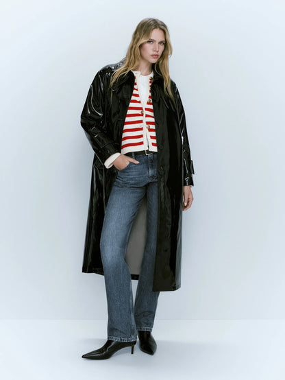 Red Striped Button Cardigan