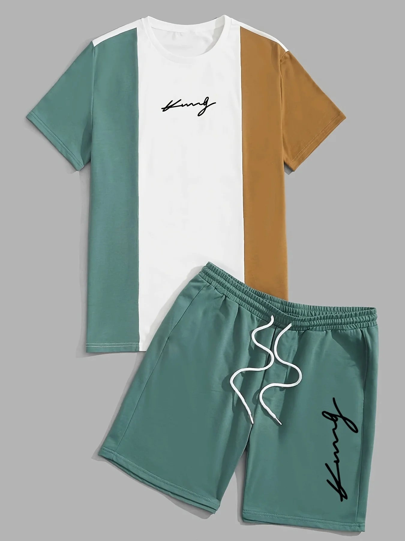 Casual T-Shirt Drawstring Shorts Set