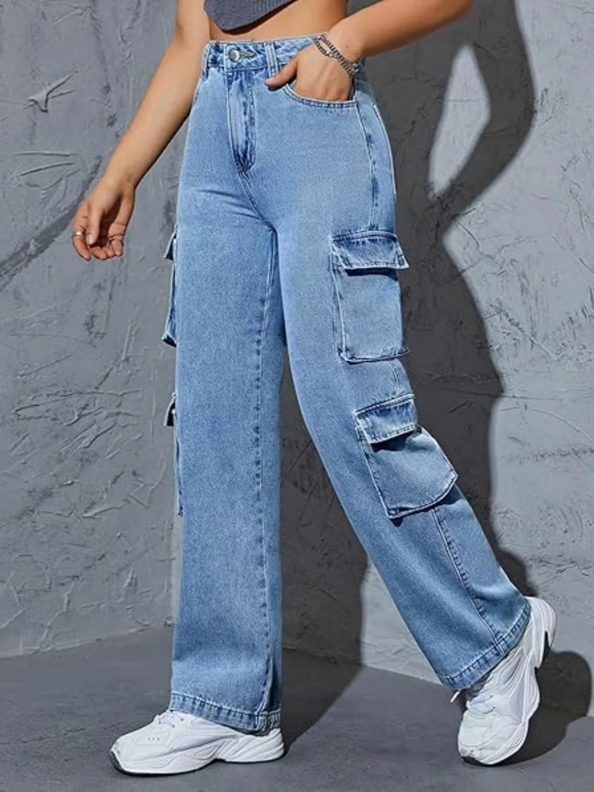 Fleece-Lined Cargo Jeans