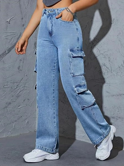 Fleece-Lined Cargo Jeans