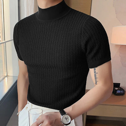 Textured High-Neck Korean Bottoming Tee