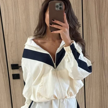 Color-Block Zip Jacket Set