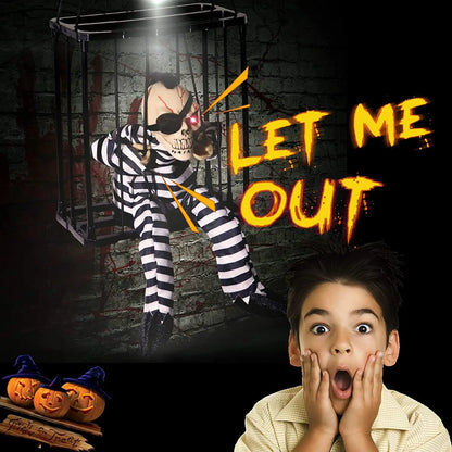 Animated Skeleton Prisoner Cage Prop