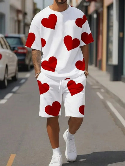 Printed Round Neck T-Shirt Shorts Set