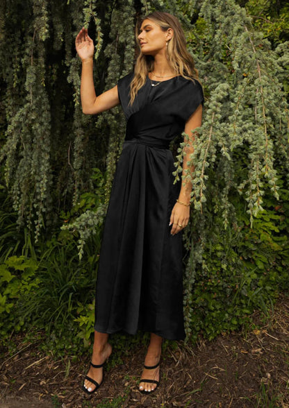 Satin Sash Evening Dress