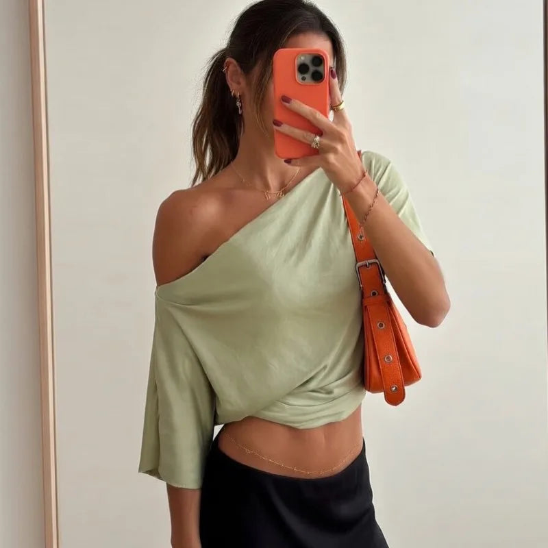 One-Shoulder Short-Sleeve Top