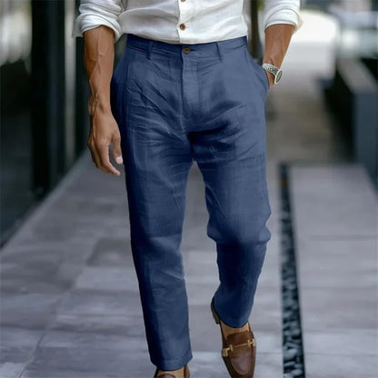 Linen Diagonal Pocket Loose Trousers