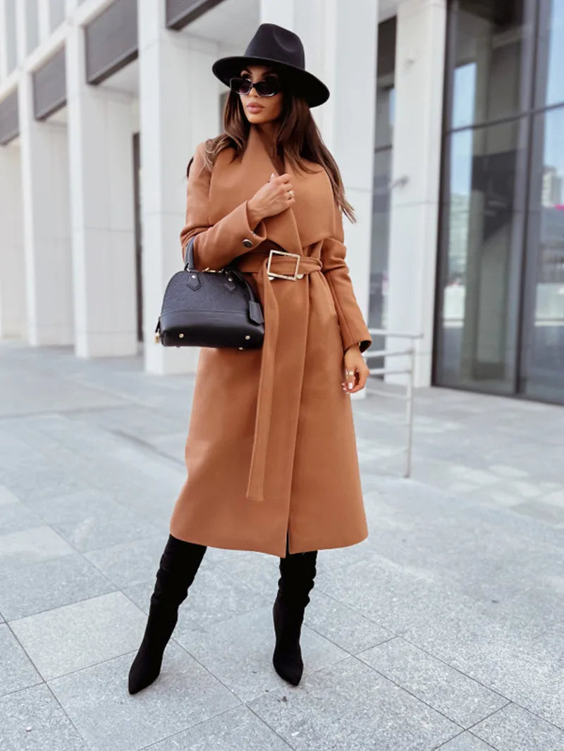 Belted Wool Blend Coat