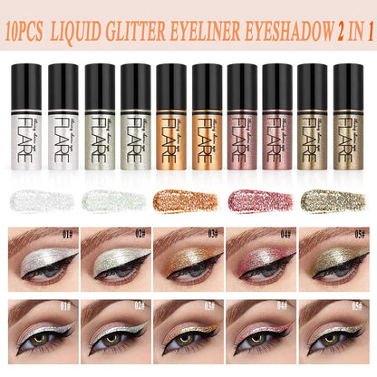 10Pcs Glitter Eyeliner Set