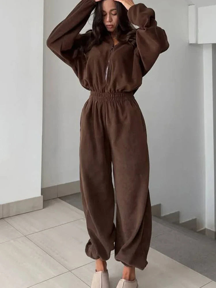 Half-Zip Lounge Jumpsuit