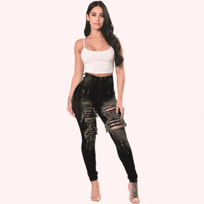 High Waist Ripped Skinny Jeans