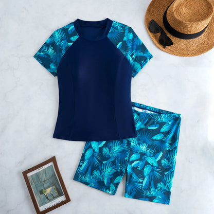 Printed Short Sleeve Tankini
