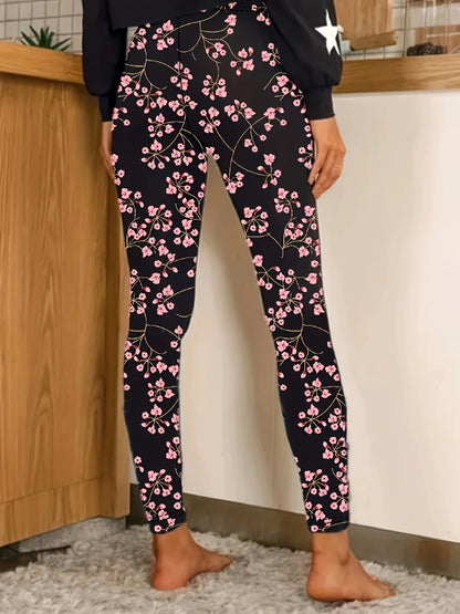 Floral Print Basic Leggings