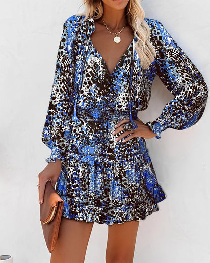 Leopard Print V-Neck Mini Dress