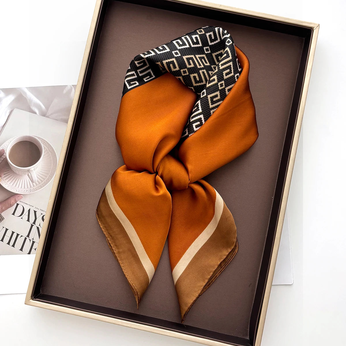 Print Silk Feeling Hairband Scarf