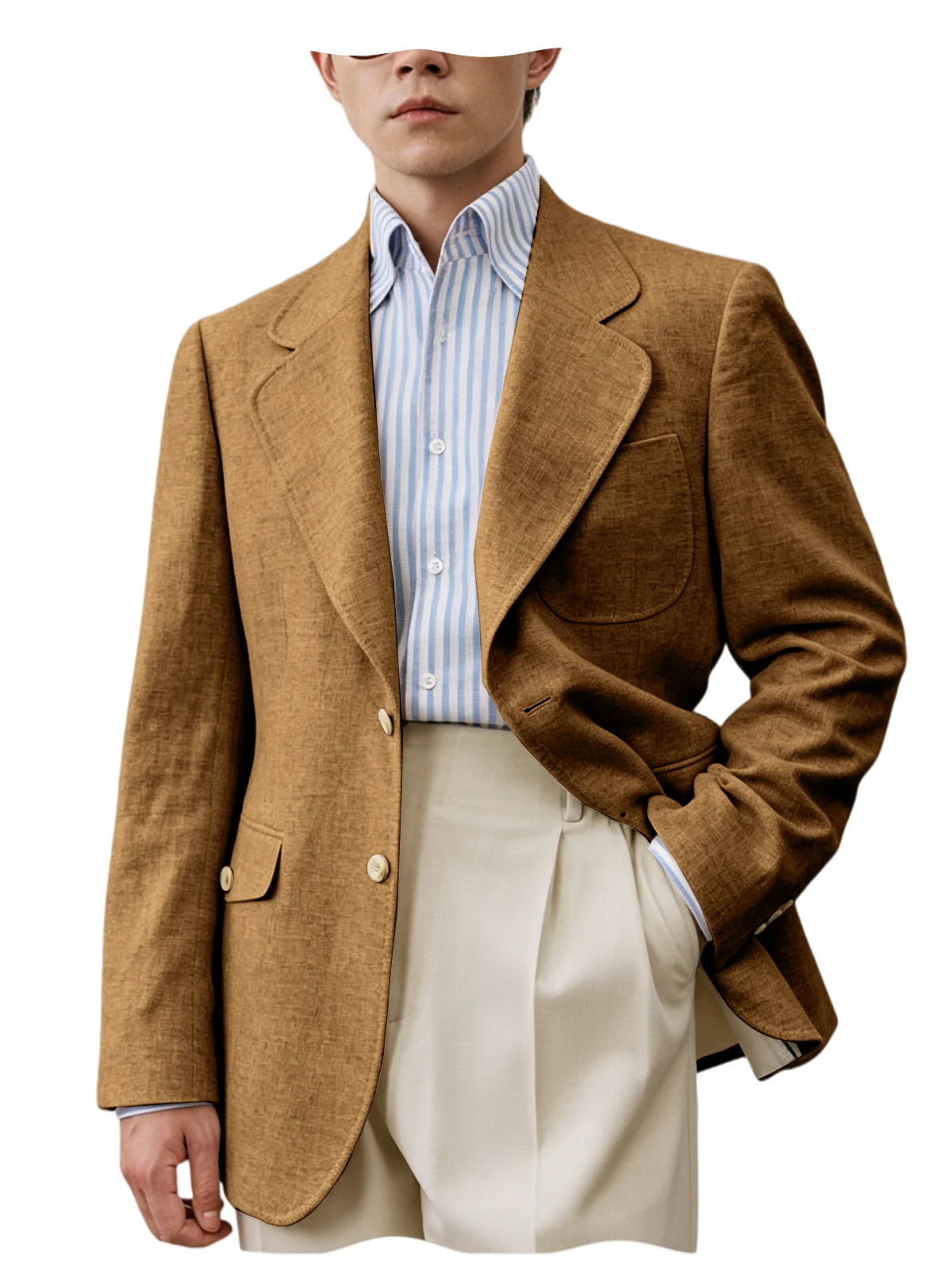 Linen Notch-Lapel Casual Blazer