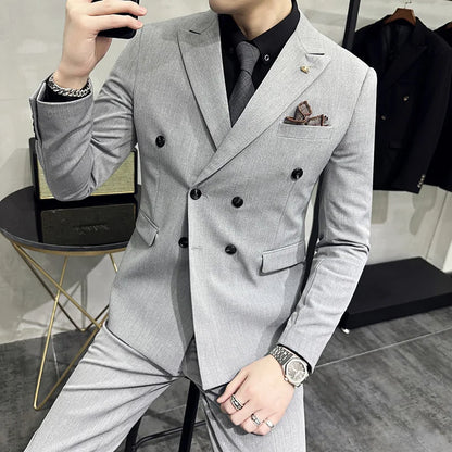 Double-Breasted Formal Groom Suit