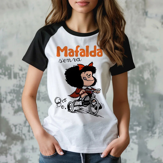 Polyester Regular Cartoon Mafalda Tees