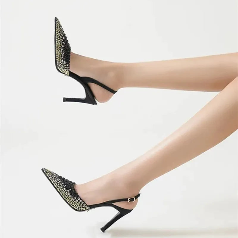 Crystal Satin Slingback Pumps