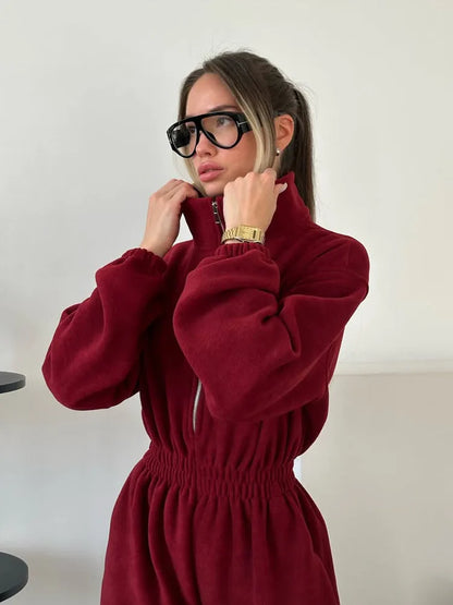 Half-Zip Lounge Jumpsuit