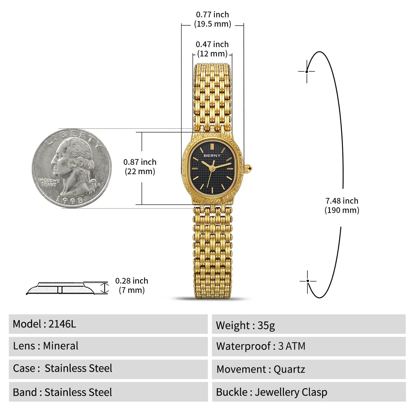 Gold Oval Watch