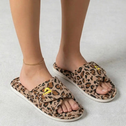 Leopard Plush Outdoor Slippers