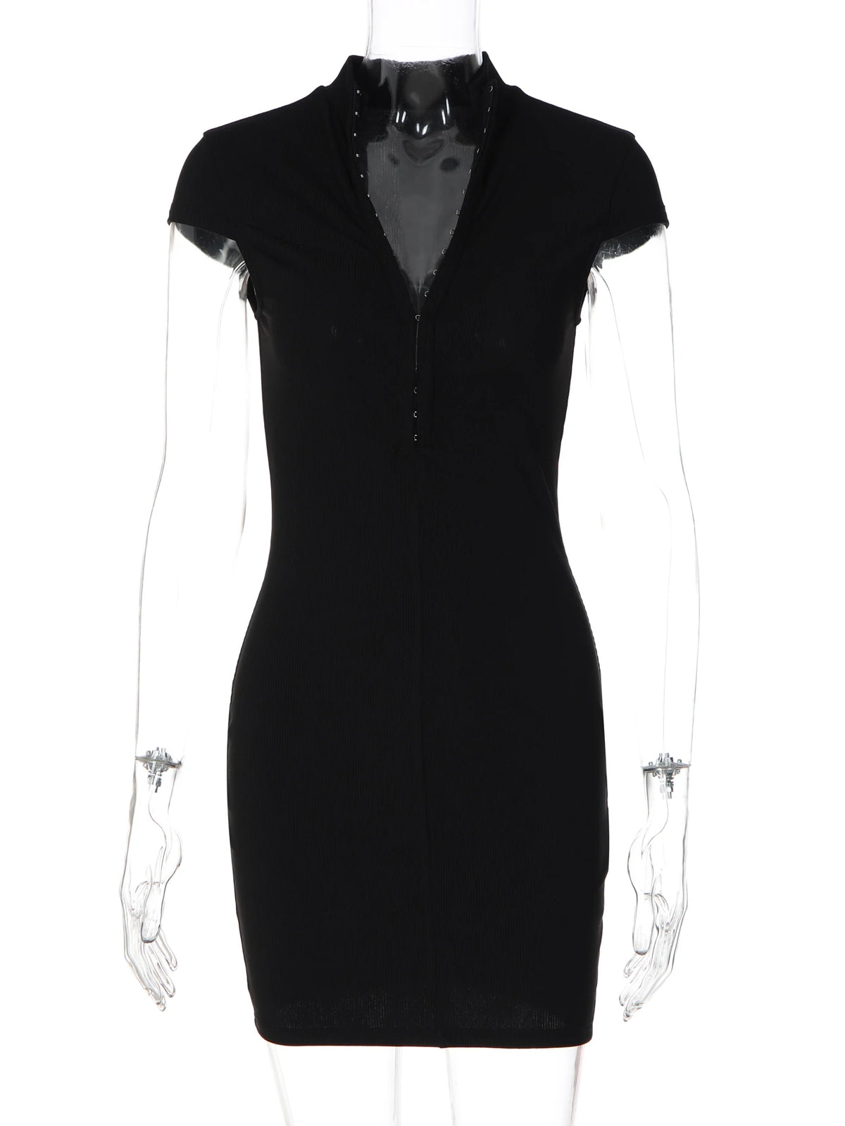 Turtleneck Button-Front Mini Dress