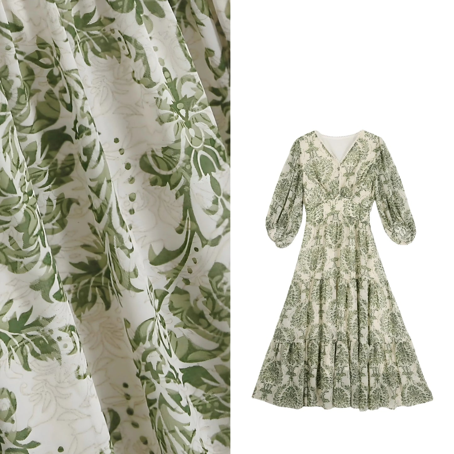 Lantern Sleeve Garden Dress