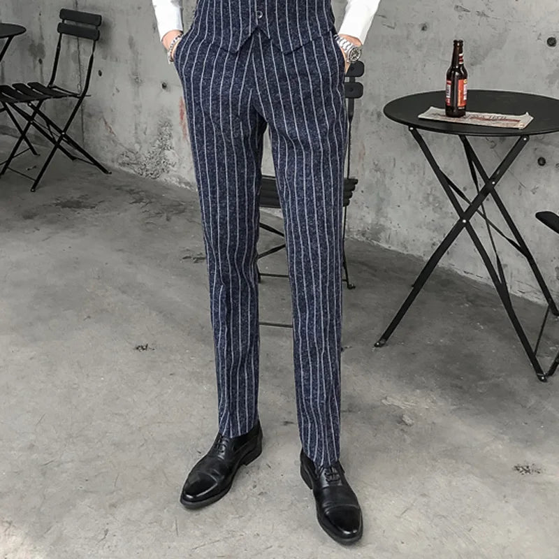 Plaid Slim Leg Work Trousers