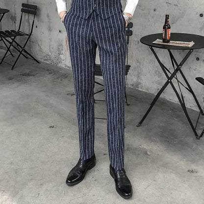 Plaid Slim Leg Work Trousers