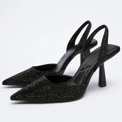 Crystal Strap Thin Heel Sandals