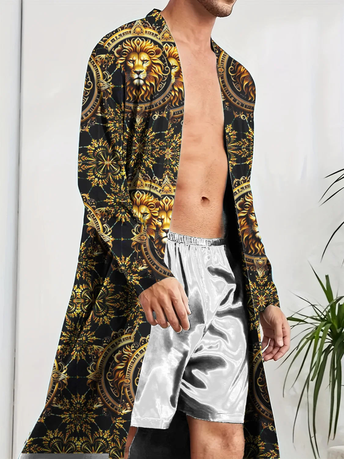 3D Lion Print Bathrobe