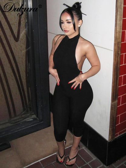 Halter Backless Ribbed Jumpsuit