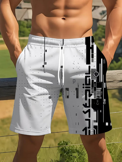 Coconut Tree Print Swim Trunks