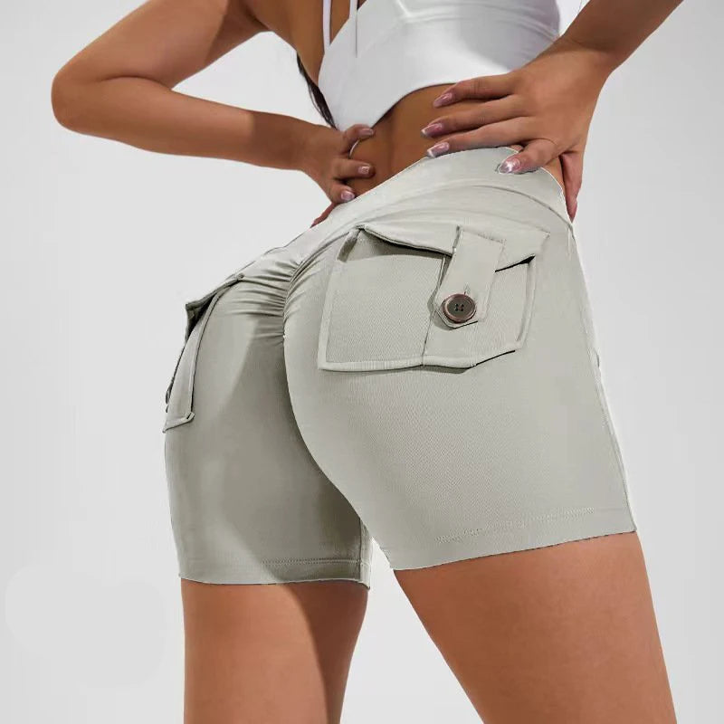 Nylon Ruched Waistband Shorts