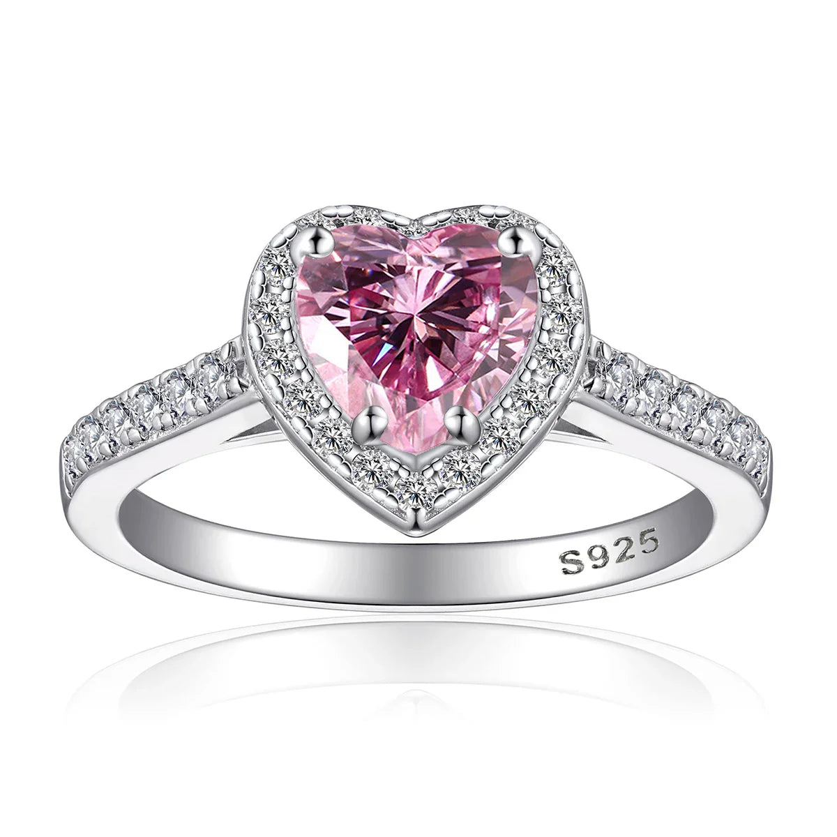 Pink Heart Moissanite Ring