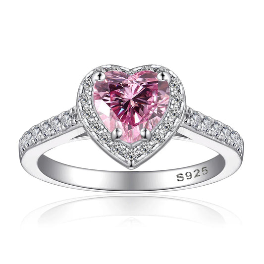 Pink Heart Moissanite Ring