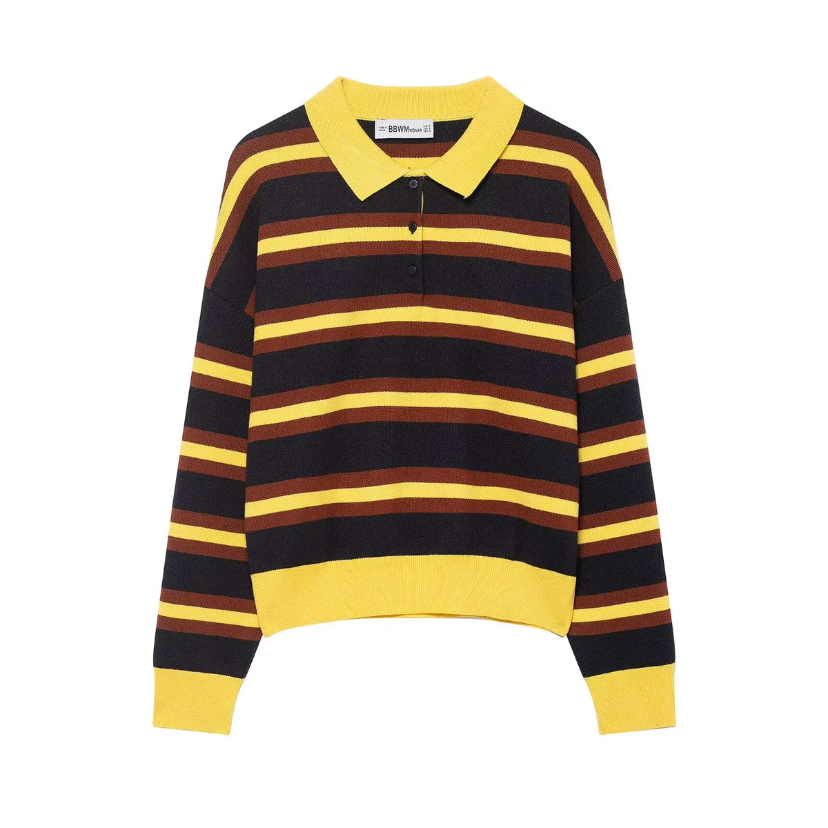 Striped Knit Polo Sweater