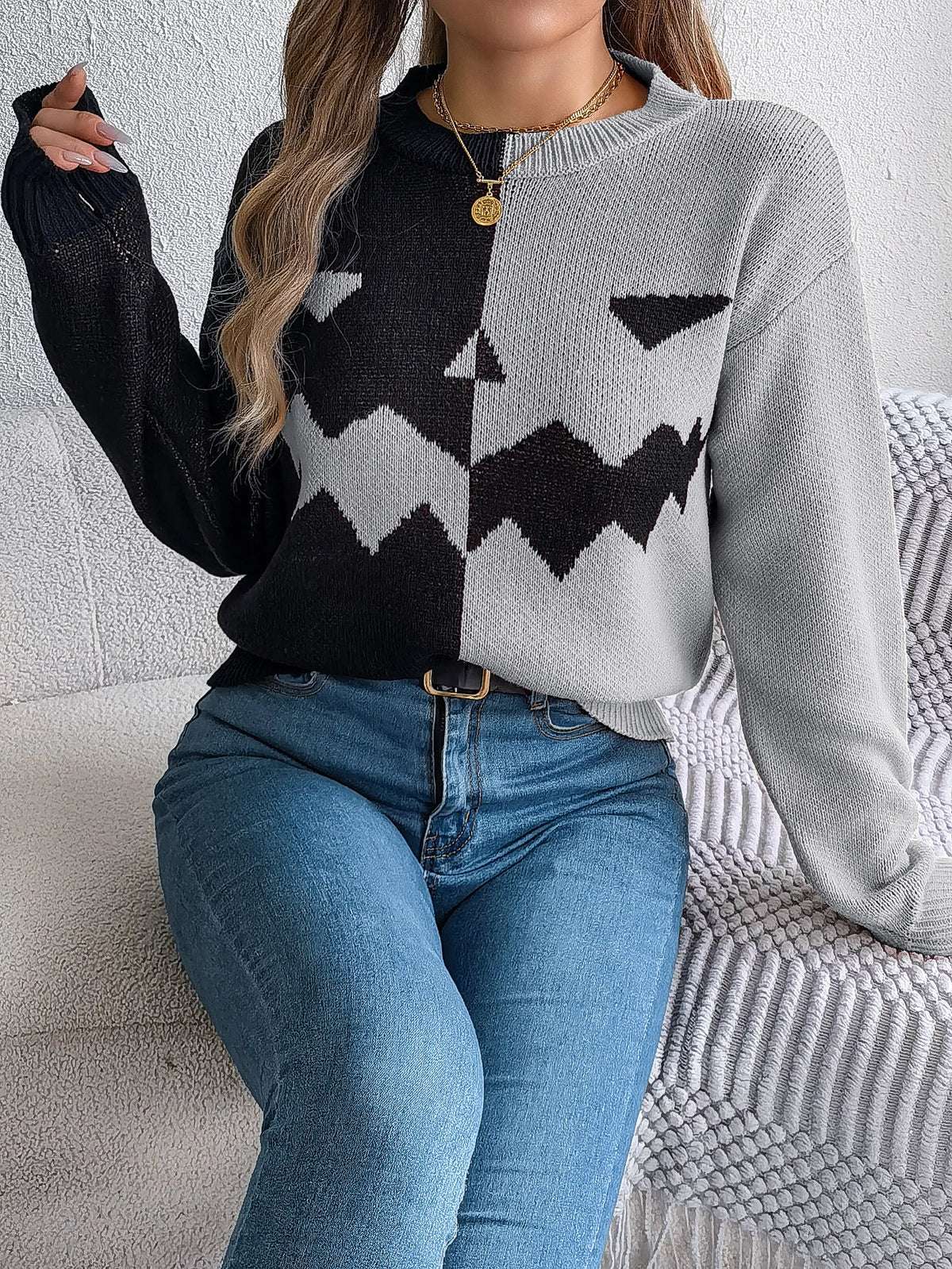Pumpkin Pattern Halloween Sweater