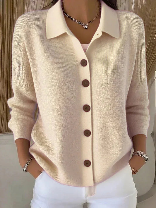 Polo Neck Button Knit Cardigan