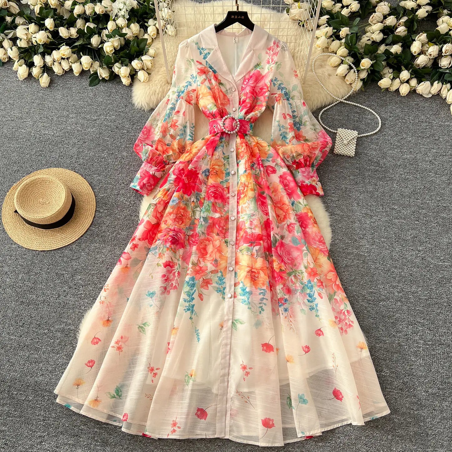 Floral Pearl Maxi Dress