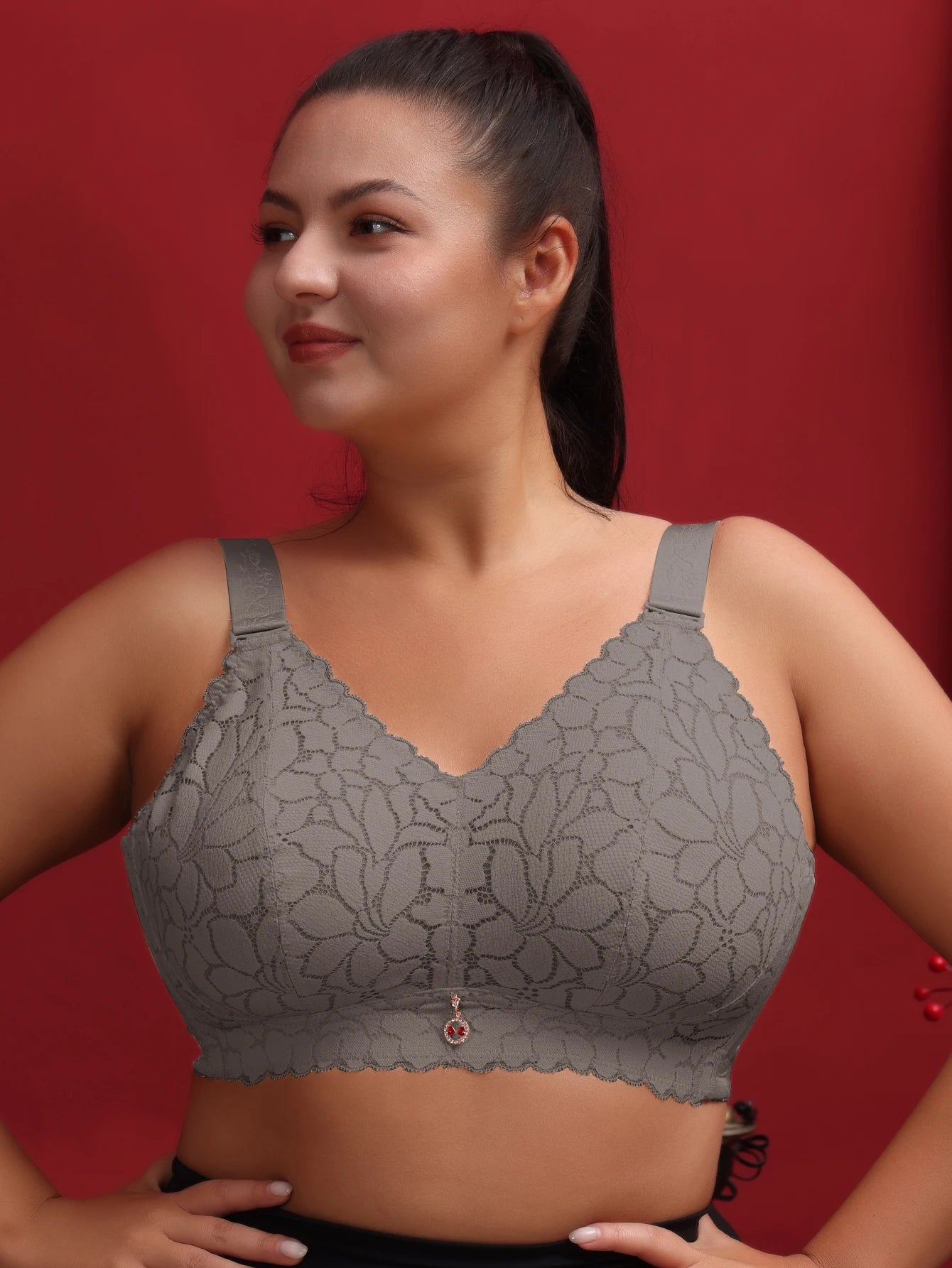 Floral Print Gathered Bra