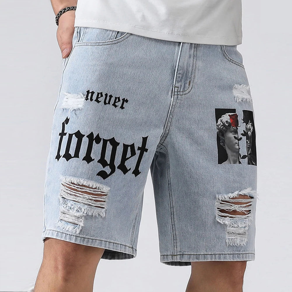 Stretchy Denim Ripped Shorts